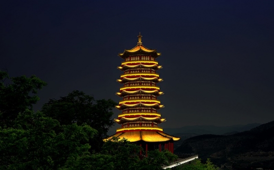 衡陽仿古八角塔夜景照明設計